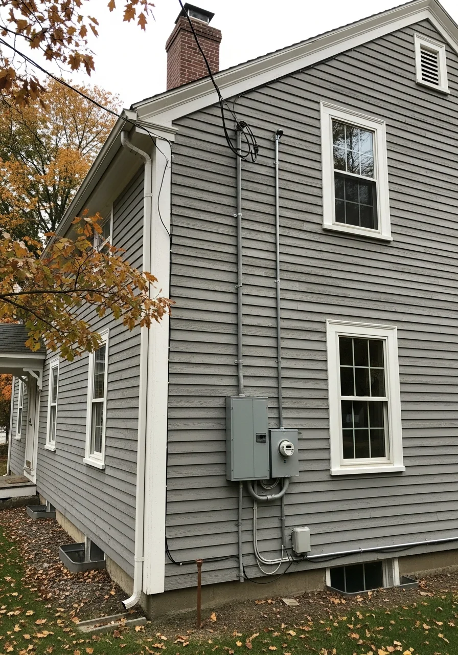 Service technician performing work on Middlesex County home exterior.