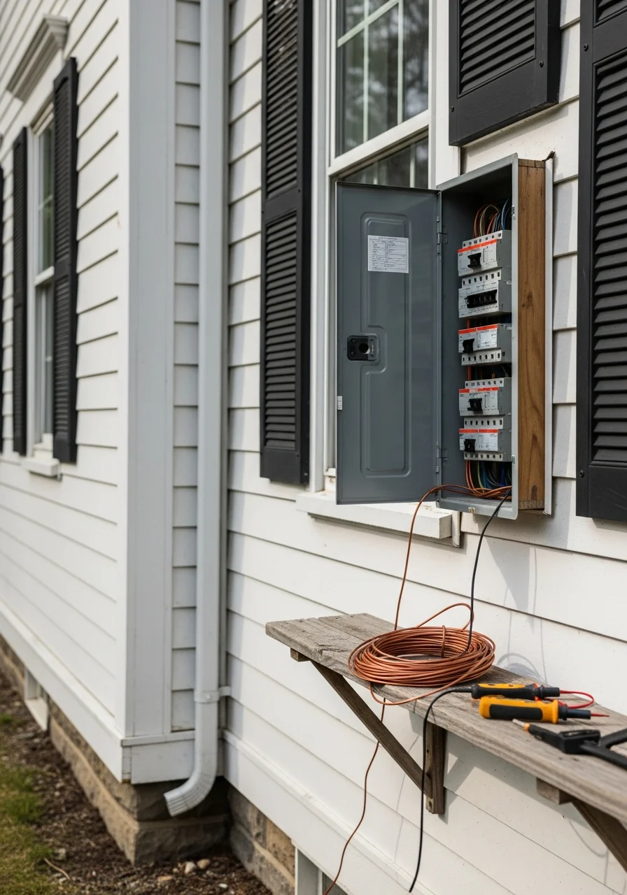 Professional service technician working on Tolland County residential property.